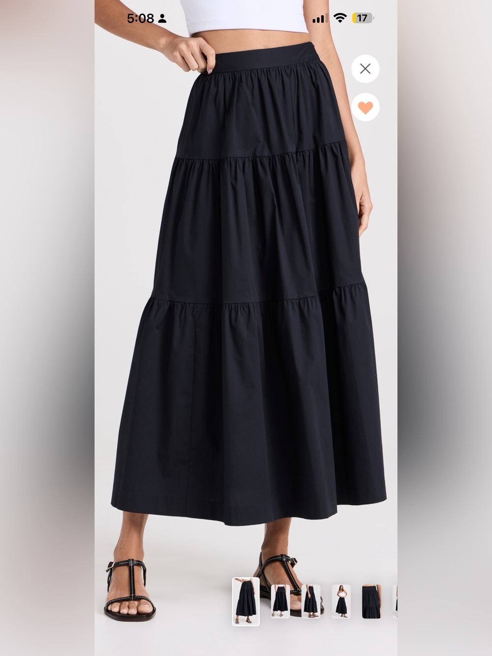 STAUD Black Tiered Maxi Skirt